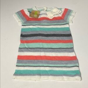 Crazy 8 12-18 Months Multicolor Striped Short Sleeve Dress with Bow NWT